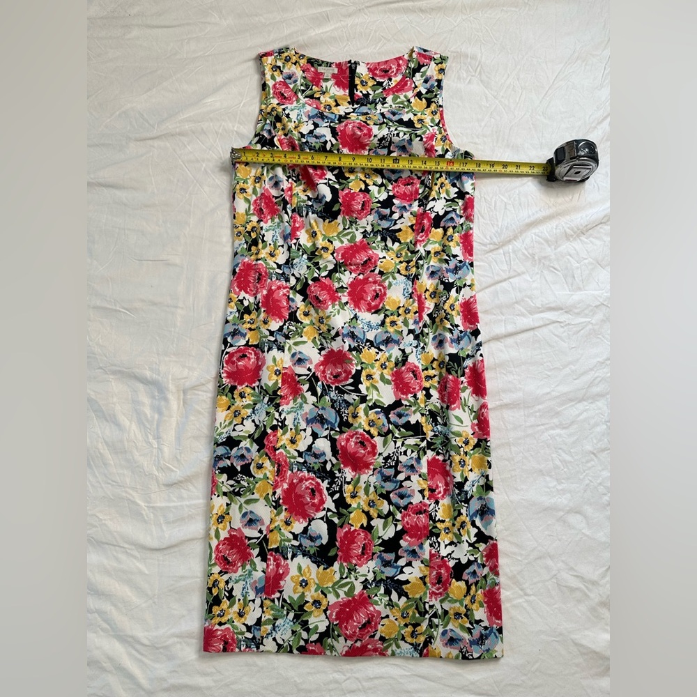 Talbots Sleeveless Sheath Midi Dress Floral Print Cotton Blend Kentucky Derby 12 - Picture 10 of 12